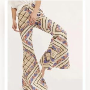 Free People Just Float On Printed Flare Patchwork Jeans High Rise Size 32